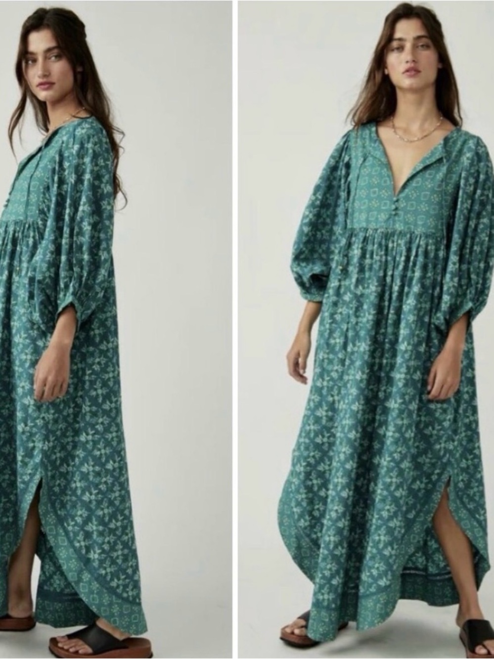 Free People Hazy Maisy Maxi Dress Size Medium Floral Boho in Forest Combo